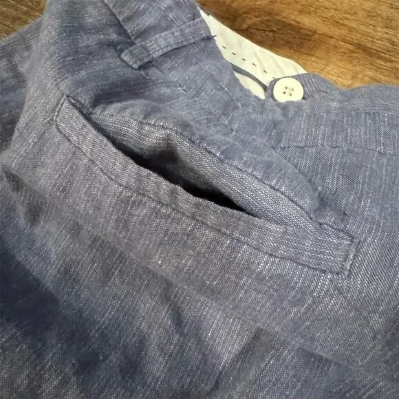 Banana Republic Martin Wide Leg Pants Blue Cotton Linen Lightweight Breathable 6 - Picture 3 of 9
